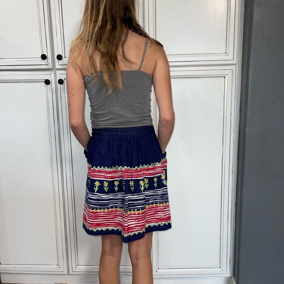 Vintage Guess Blue front button up daisy floral skirt USA made L 80s 90s - Picture 5 of 7